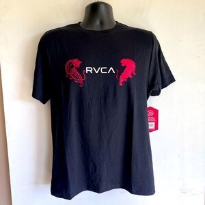 RVCA Black Tee with Red Tiger Graphics